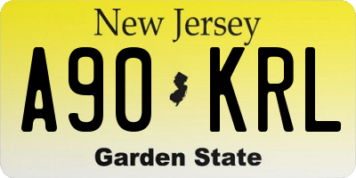 NJ license plate A90KRL