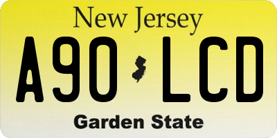 NJ license plate A90LCD