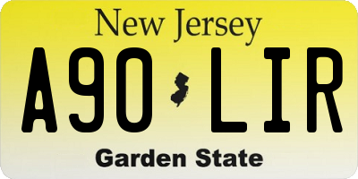 NJ license plate A90LIR
