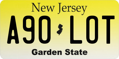 NJ license plate A90LOT