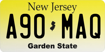 NJ license plate A90MAQ