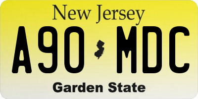 NJ license plate A90MDC
