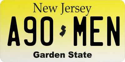 NJ license plate A90MEN