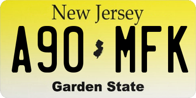 NJ license plate A90MFK