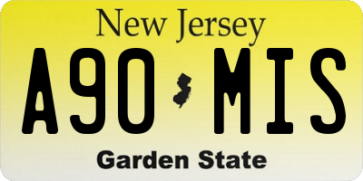 NJ license plate A90MIS