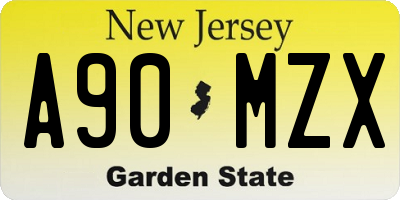 NJ license plate A90MZX