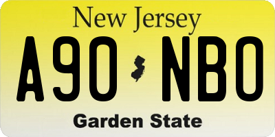 NJ license plate A90NBO