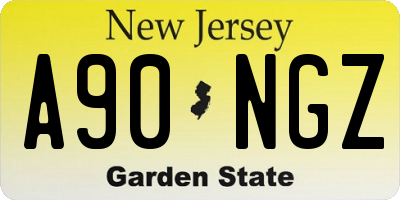 NJ license plate A90NGZ