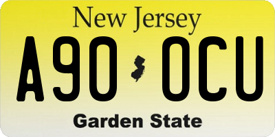 NJ license plate A90OCU