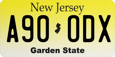 NJ license plate A90ODX