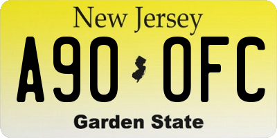 NJ license plate A90OFC