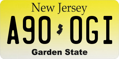 NJ license plate A90OGI