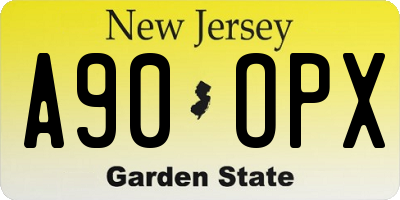 NJ license plate A90OPX
