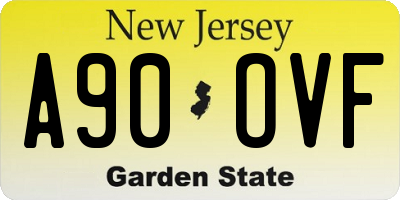 NJ license plate A90OVF