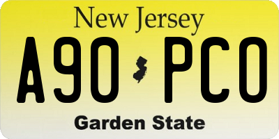 NJ license plate A90PCO