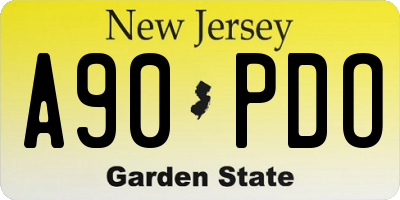 NJ license plate A90PDO
