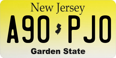 NJ license plate A90PJO