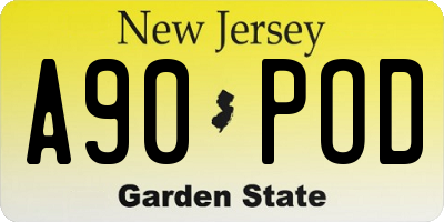 NJ license plate A90POD