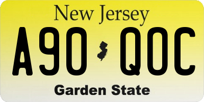 NJ license plate A90QOC