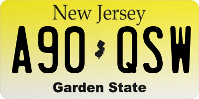NJ license plate A90QSW