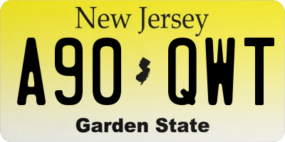 NJ license plate A90QWT