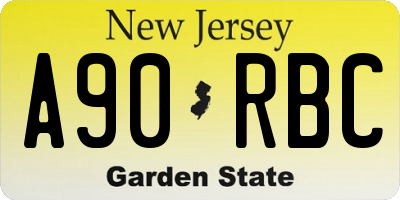 NJ license plate A90RBC