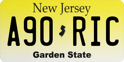 NJ license plate A90RIC