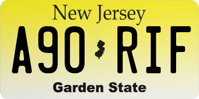 NJ license plate A90RIF