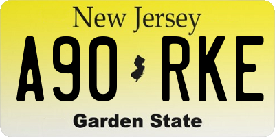 NJ license plate A90RKE