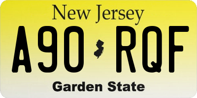 NJ license plate A90RQF