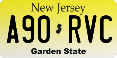 NJ license plate A90RVC