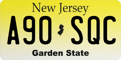 NJ license plate A90SQC