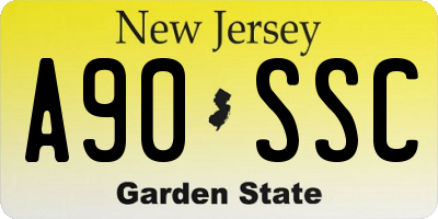 NJ license plate A90SSC