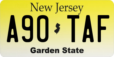NJ license plate A90TAF