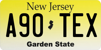 NJ license plate A90TEX