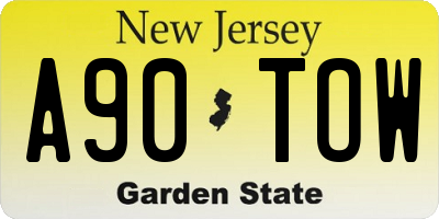 NJ license plate A90TOW