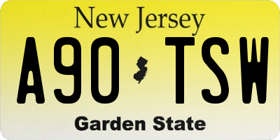 NJ license plate A90TSW