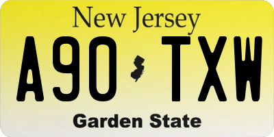 NJ license plate A90TXW