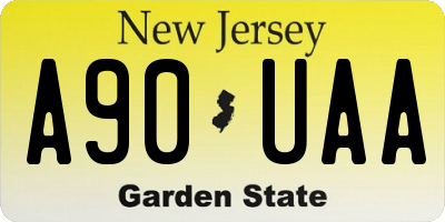 NJ license plate A90UAA