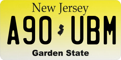 NJ license plate A90UBM