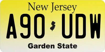 NJ license plate A90UDW