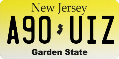 NJ license plate A90UIZ