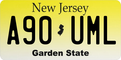 NJ license plate A90UML