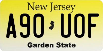 NJ license plate A90UOF