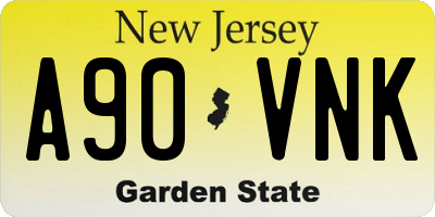 NJ license plate A90VNK