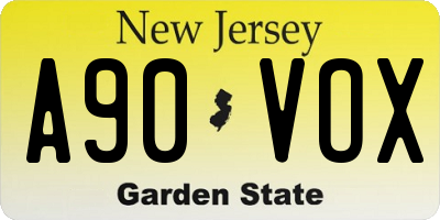 NJ license plate A90VOX