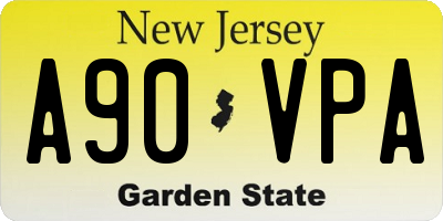 NJ license plate A90VPA