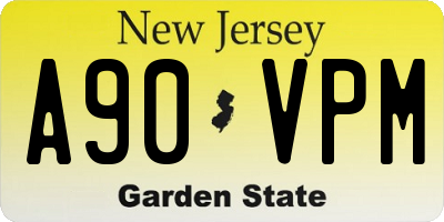 NJ license plate A90VPM