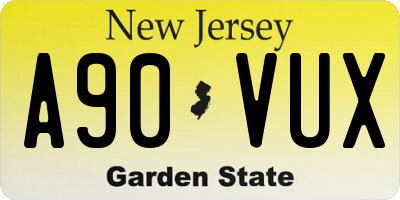 NJ license plate A90VUX