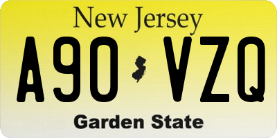 NJ license plate A90VZQ